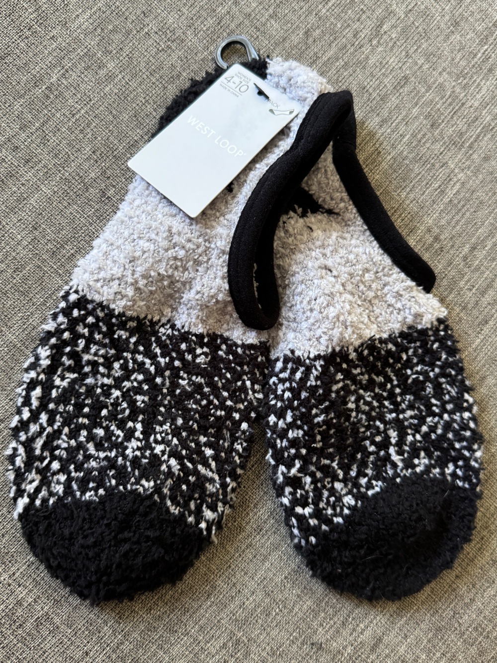 west loop Black & White Cozy Fuzzy Slipper Socks